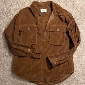 American Eagle Outfitters Brown Corduroy Button Down Shirt